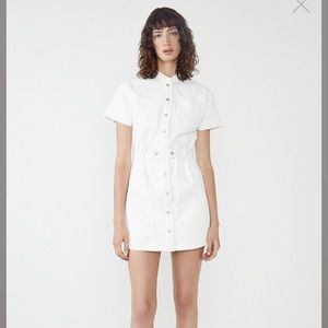 Bardot STACEY DENIM DRESS IN IVORY in size 2 / XS